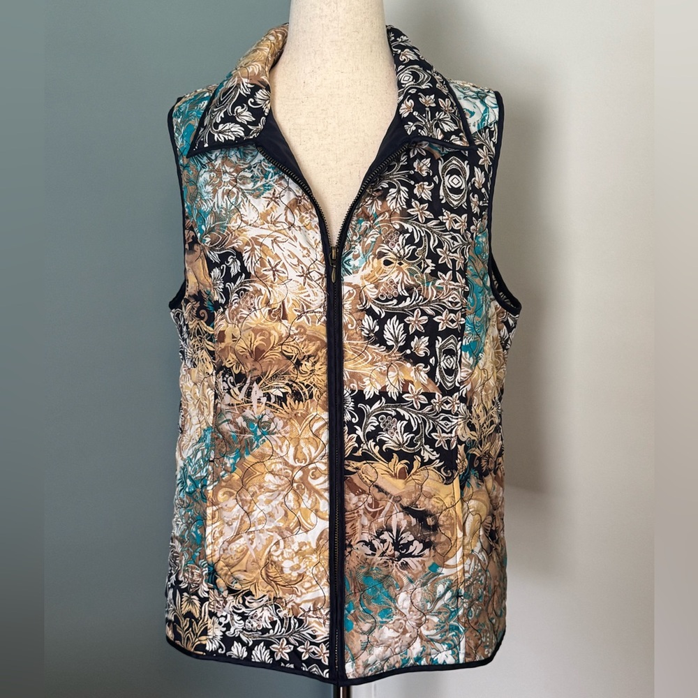 Chico's Stylish Black and Gold Vest